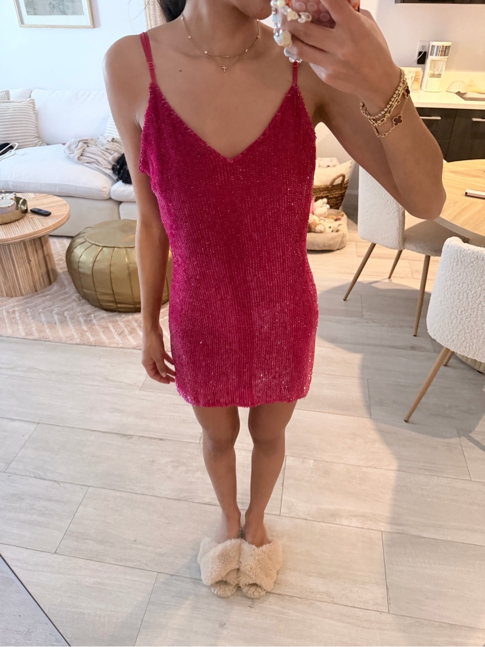 Retrofete Fuchsia Sequin Mini Dress